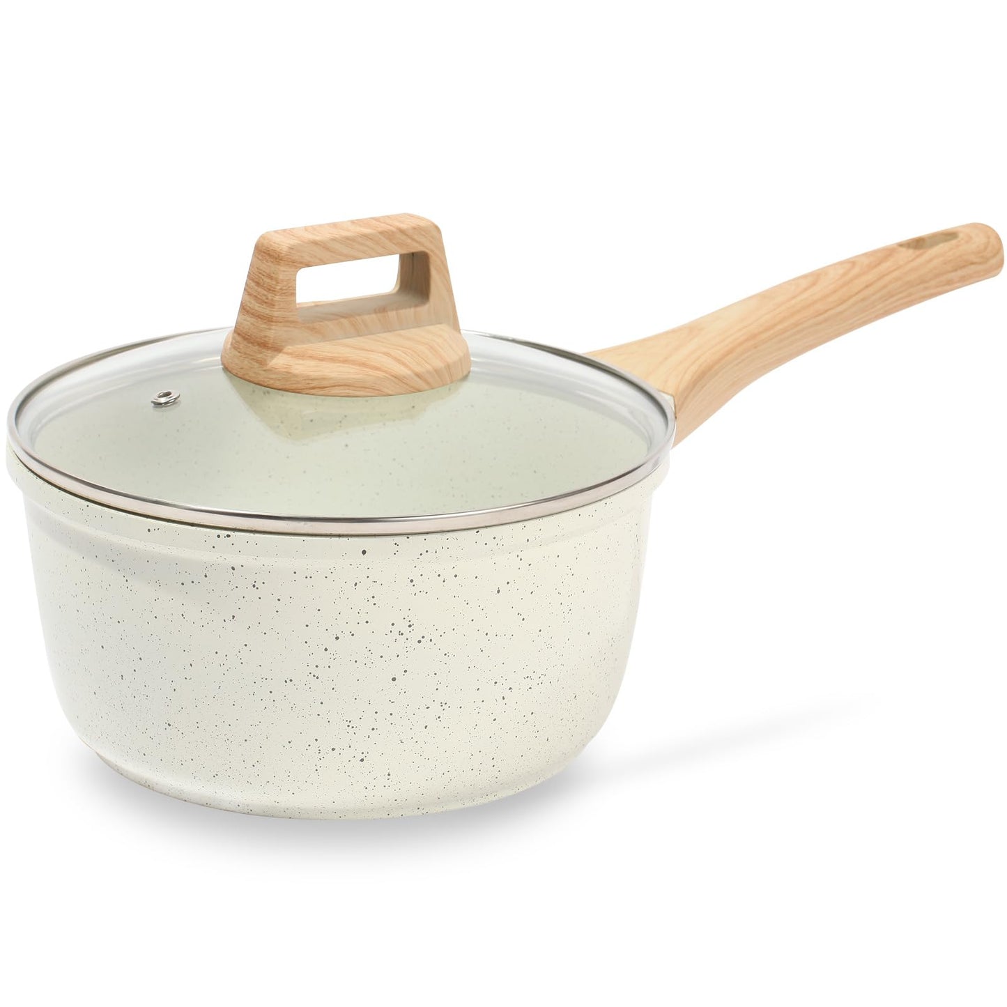 ESLITE LIFE Nonstick Sauce Pan with Lid, 1.5 QT Small Soup Pot Compatible with All Stovetops (Gas, Electric & Induction), PFOA Free, Black